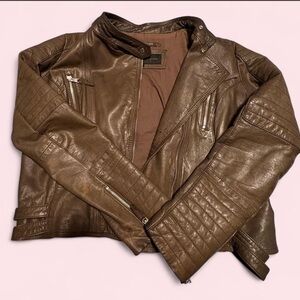 Brown Women's Moto Leather Jacket